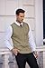 COOFANDY Men's Sweater Vest V Neck Slim Fit Casual Sleeveless Twisted Knitted Pullover Sweater, Khaki, Large