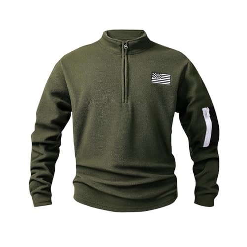 Men's American Patriotic 1/4 Zip Stand Collar Long Sleeve