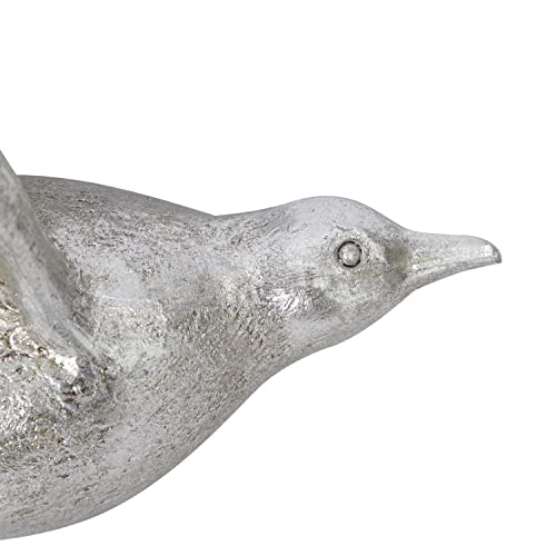 Deco 79 Resin Bird Metallic 3D Sculpted Wall Decor, Set Of 3 10", 9", 9"H, Silver #TOP4