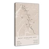 Póster de las rutas de senderismo escocesas de larga distancia, 30 x 45 cm, lienzo decorativo para decoración de sala de estar, dormitorio, 30 x 45 cm
