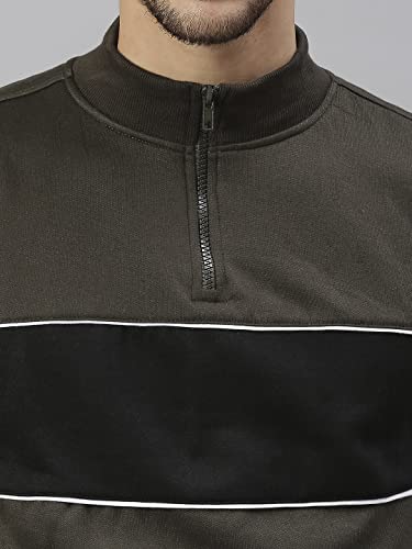 Image of Dennis Lingo Men's Poly Cotton Sweatshirt - High Neck, Full Sleeves and Regular Fit, Casual Winter Wear for Men