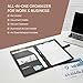 Professional Faux Leather Padfolio Portfolio Organizer Binder with Clipboard | Resume Folder, Legal Pad Holder with A4 Writing Pad, Business Card Holder (Black)