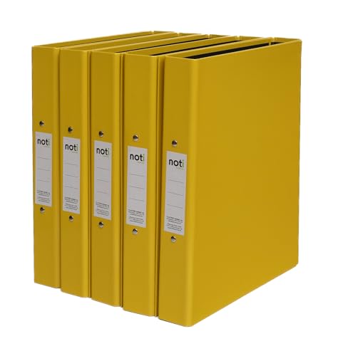 Image of Noti A4 Glossy Laminated 2-Ring Binder Binder, 40mm Spine, 25mm O-Ring Mechanism, Pack of 10, Yellow