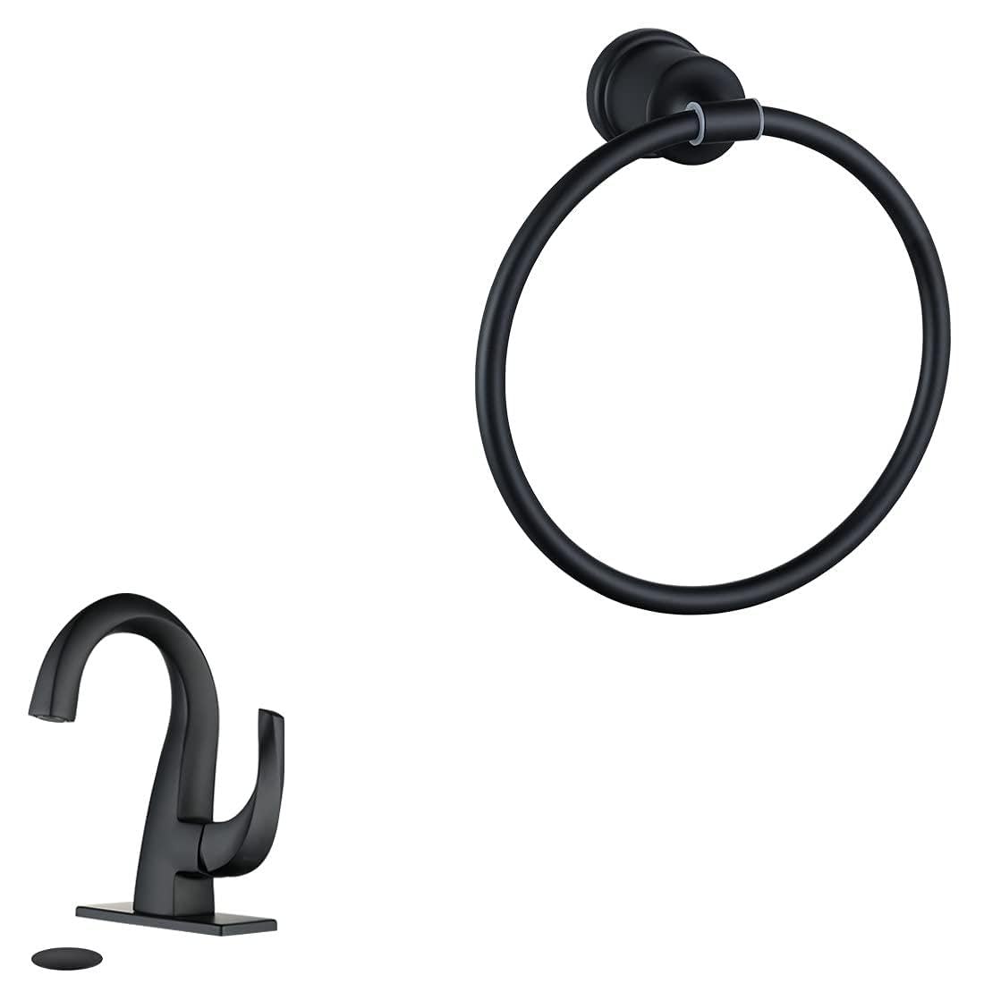 Jnfidosr Black Single Handle Bathroom Faucet 1 Hole And Bathroom Towel Ring