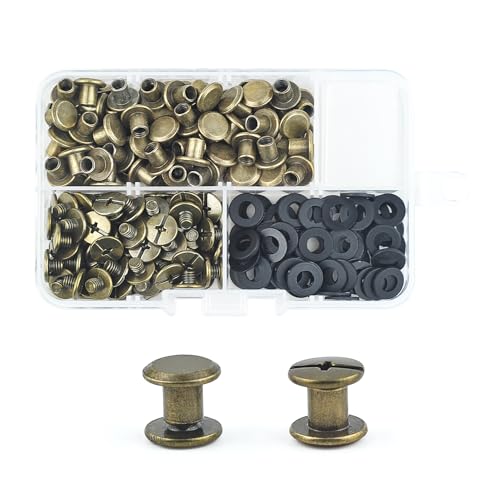MABAHON 80 Sets Chicago Screw Post M5x6mm Metal Rivet Replacement Repair Luggage, Wallet, Backpack, Belt, Dog Leash, Books