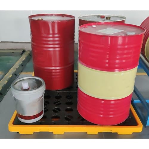 Bac d'égouttement robuste en polyéthylène pour fûts avec bonde – Empilable – Pour seaux de peinture, capacité de charge 300–1200 kg, idéal pour une utilisation industrielle