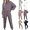 Womens-Sweatsuits-2-Piece-Set-Airport-Outfits-for-Women-Crewneck-Long-Sleeve-Sweatshirts-Drawstring-Pants-Tracksuits Womens Sweatsuits 2 Piece Set Airport Outfits for Women Crewneck Long Sleeve Sweatshirts Drawstring Pants Tracksuits