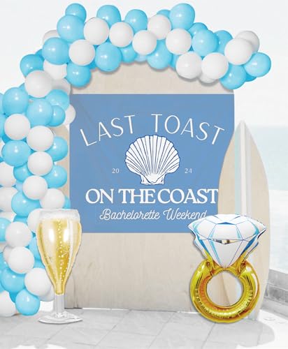 JeVenis Last Toast On The Coast Backdrop Balloon Banner Beach Bach Balloon Beach Bachelorette Party Decorations Coastal Bach Party Supplies - Thumbnail 7