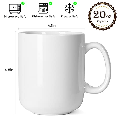 Smilatte 600 ml große Kaffeetasse tassen, M016 Plain porzellan Keramik Big grosse Teetasse becher mit Griff für Papa Männer, 2er-Set, Weiß – Bild 4