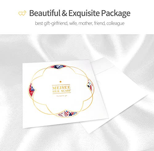 Meisee Pure Mulberry Silk Scarfs Women Small Square Scarf 21" X 21" Breathable Lightweight Neckerchief Printed Headscarf (Flowers Blooming) #TOP5