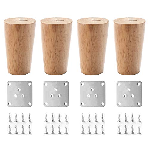 barture 4 Pièces Pieds De Meubles, Pieds De Meuble en Bois Durable avec Plaque De Montage Et Vis pour Canapés, Lits, Fauteuils, Tables (Color : Straight, Size : 6cm) Cover