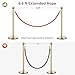 Yaheetech 2pcs Stainless Steel Stanchion Posts - 6.6FT Extended Red Velvet Rope Retractable Barriers Ropes Safety Barriers Set with Stable Base for Party Supplies Theater Hotels Clubs Museums, Gold