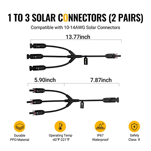 BougeRV Solar Y Connectors 1 to 3 Solar Parallel Connectors, 2 Pairs by BougeRV - Used condition - Image 5