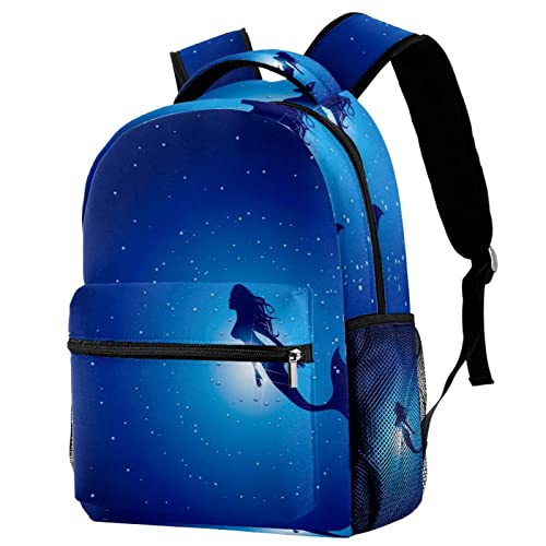 Sac à dos bleu sirène grand volume au design moderne pour femme