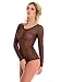 Produktbild Magi Langarm-Damen Body | transparenter Tüll-Bodysuit mit Rundhals | Basic-Body mit Langen Ärmeln Größen | schicker Unterzieh-Body für Frauen (braun, XXL)