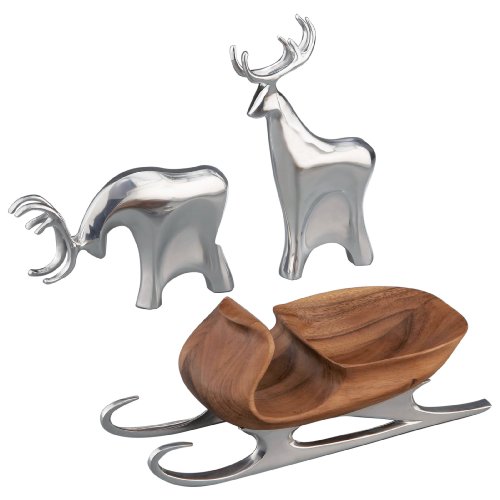 Nambe Sleigh With Reindeer, Christmas Figurine #TOP28