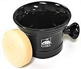 G.B.S Men's Black Ceramic Shaving Soap Bowl/Mug - Knob Handle- 3 Oz All Natural Soap Compliments Ultimate Wet Shave 97% All Natural Non Toxic Ingredients Professional Barbers Choice Premium Durable