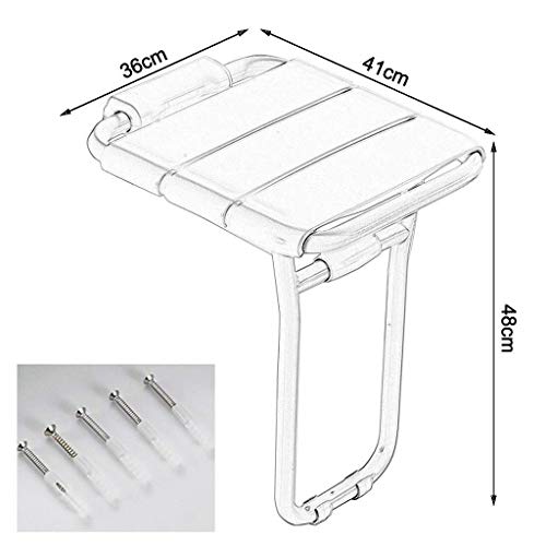 Chaise de douche pliable murale avec pieds en acier résistant - 3