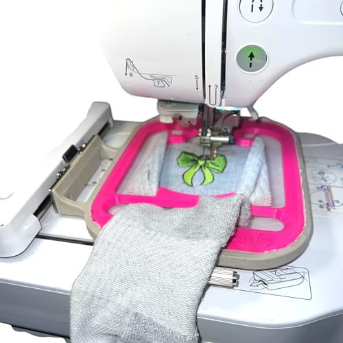 Sock Hoop Embroidery Aid Insert for 4X4 100X100mm SA432 Brother Baby Lock EF62 and Poolin05 (Adult-Size) Pink Custom Fit NOT Universal