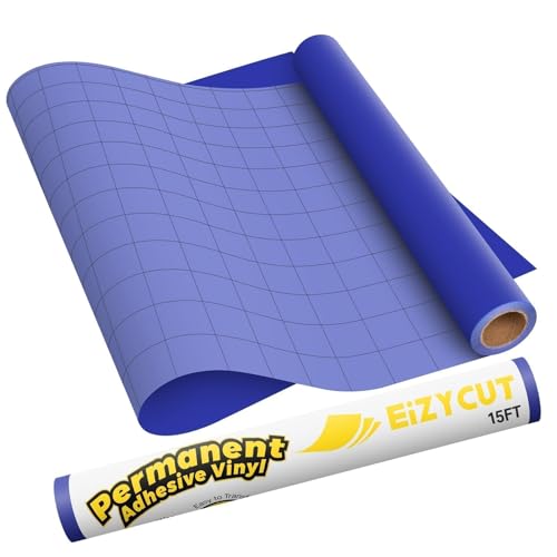 EIZYCUT Permanent Adhesive Vinyl Roll - 12 x 15ft Matte Royal Blue Sticker Vinyl for All Cutting Machines for Signs Decals Home & DIY Projects