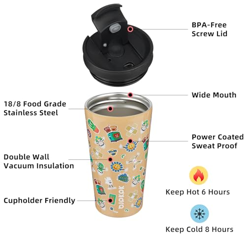 Image of BJPKPK 18 oz Coffee Tumbler with Straw, Insulated Stainless Steel Cup