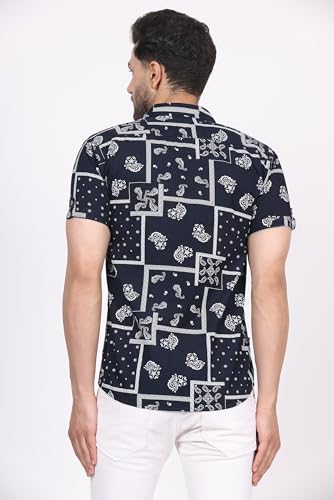Image of CVC Fashion Men's Printed Button-Down Shirt - Aesthetic Regular Fit Half Sleeve Casual Shirt for Men, Ideal for Summer & Beach Wear