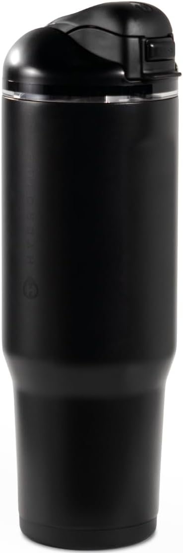 HydroJug Ease2o Water Bottle with Straw & Chug Lid, Stainless Steel, Vented Cap to Help Reduce Pressure, Water-Level Window, Cup Holder Friendly, Non-Slip Base – 32oz, Brown Leopard