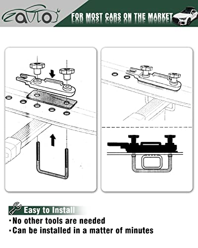Zquloyo 4 Pcs Universal Stainless Steel Roof Box U-Bolt Clamps Rooftop Cargo Carrier Rack Bolts Car Van Mounting Accessories U-Bracket Clips With 8 Lock Nuts 2 Strap Kit For Most Cars #TOP3