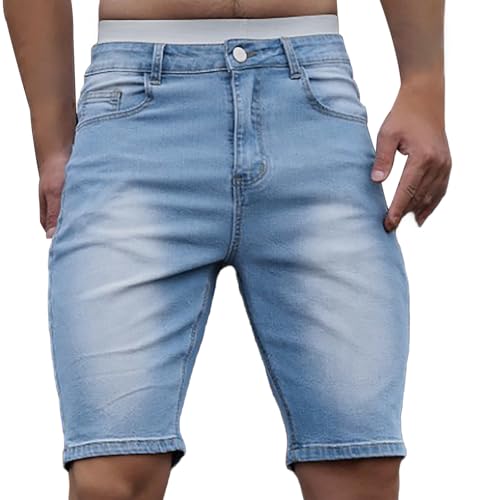 Short en jean pour homme slim stretch élégant coloris uni taille haute