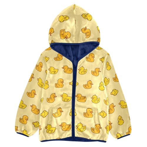 Rubber Duck Toddler Fleece Jacket Baby Boys Hooded Zipper Long Sleeve Thick Warm Outerwear 3-10 Years