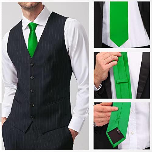 Image of Luckyvestir Mens Tie Solid Satin Neck Ties 3.15'' Formal Necktie for Wedding Business Christmas Father's Valentine's Day Gift