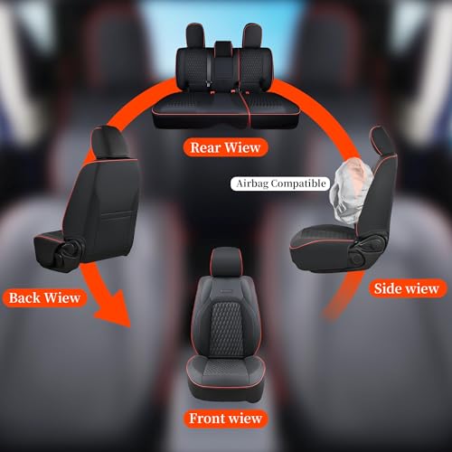 Image of Coverado Seat Covers Full Set for Jeep Wrangler, Waterproof Car Seat Covers for Automotive Truck Seat Covers Custom Fit for 2008-2012 Jeep Wrangler JK Seat Covers for Cars 4 Door(Red Line)