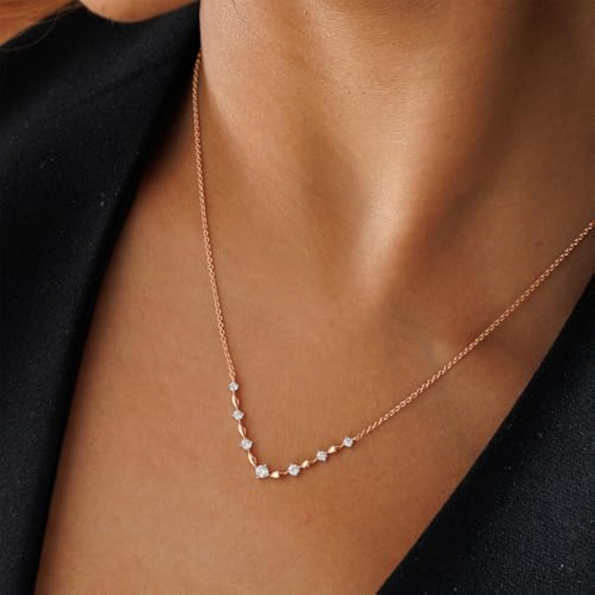 Women's Lab Grown Diamond Necklace, 925 Sterling Silver