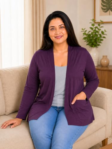 Image of In Love Women's Solid Open Front Shrug with Pockets