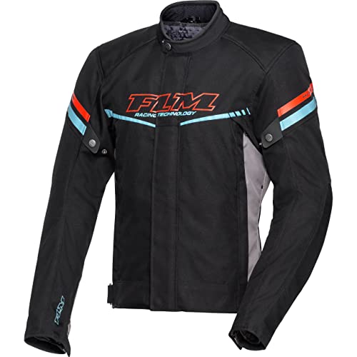FLM Motorradjacke mit Protektoren Motorrad Jacke Traction Textiljacke schwarz/rot M, Herren, Sportler, Ganzjährig, Polyester