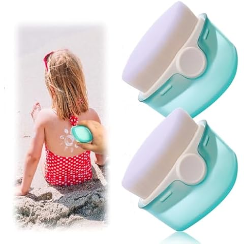 2 Pack Sunscreen Applicator for Kids, Sunblock Buddy Brush Set with Protective Caps, Sun Lotion Applicator Sun Cream Brush Cover