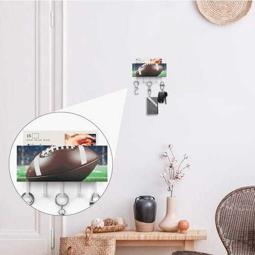 Porte-clés mural foot US blanc en cuir avec 5 crochets déco