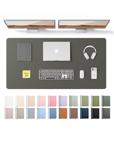 Image of YSAGi Leather Desk Protector, Office Mat, Large Mouse Mat, Non-Slip PU Leather Blotter, Laptop Desk Pad, Waterproof Writing Pad for Office and Home (Dark Grey, 47.2 inch x 23.6 inch)