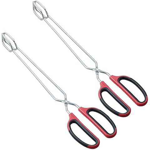 HINMAY Stainless Steel Scissor Tongs with Comfort-grip Handle 16-Inch Long Grilling Tongs, Set of 2 Cover