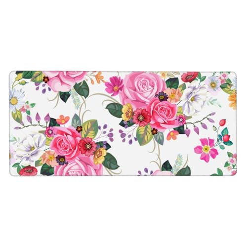 Tapis de souris grand format floral pour protéger le bureau et travailler