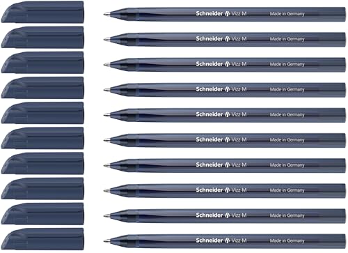 Schneider Vizz - Penna a sfera per scrittura facile e veloce, colore scrittura: blu notte, tratto M, 10 pezzi