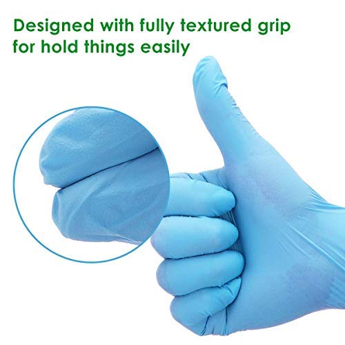 Nitrile Gloves, Hizek 100pcs Nitrile Gloves Disposable Exam Gloves Latex-Free Powder-Free Nitrile Gloves Exam Gloves Protective Gloves (S,M,L) (Blue, L)… - Thumbnail 2