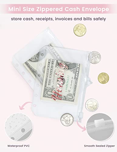 Zreal A7 Budget Binder With 12 Cash Envelopes, Money Organizer For Cash, Pink Mini Binder Wallet For Cash Stuffing Binder, Money Saving Binder, Envelope System Wallet For Cash Budgeting #TOP4