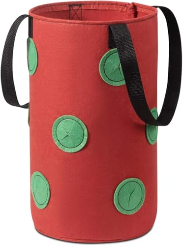 Maceta de verduras al revés con 12 agujeros de cultivo y asa para jardinería de tomate, fresa y chile