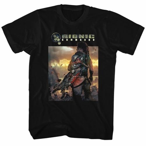 Follow Trends Easily Bionic Commando The World Burn Mens T-Shirt Black Graphic Unisex Tee Shirt S
