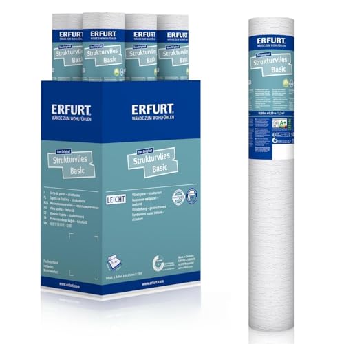 Erfurt Strukturvlies Basic 405 überstreichbare Vliestapete weiß mit Struktur 6 Rollen 10,05 x 0,53m