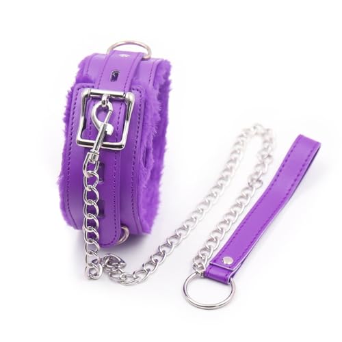 WOL VEE Collier en cuir pour femme, 4 couleurs, taille réglable B128 (Violet)