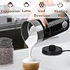 Huogary Electric Milk Frother, 4 in 1 Stainless Steel Milk Steamer, Milk Frother and Steamer for Coffee Milk Warmer for Latte, Cappuccinos, Macchiato (Black 4-in-1)