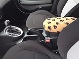 Auto Console Covers- Compatible with The Kia Soul 2014-2018 Center Console Armrest Cover Fleece Fabric- Tan Brown Paws
