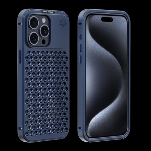 Image of MILLION CASES Back Cover Case for iPhone 15 Pro Shockproof Protective Cooling Shell Aluminum Alloy Case for Men & Boys (Black)